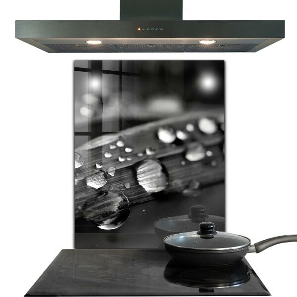 Kitchen splashback Leaf rosa black and white