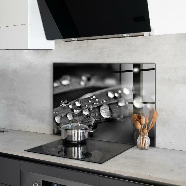 Kitchen splashback Leaf rosa black and white