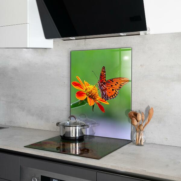 Kitchen splashback Butterfly on a summer flower