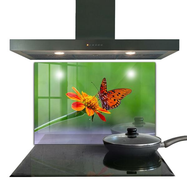 Kitchen splashback Butterfly on a summer flower