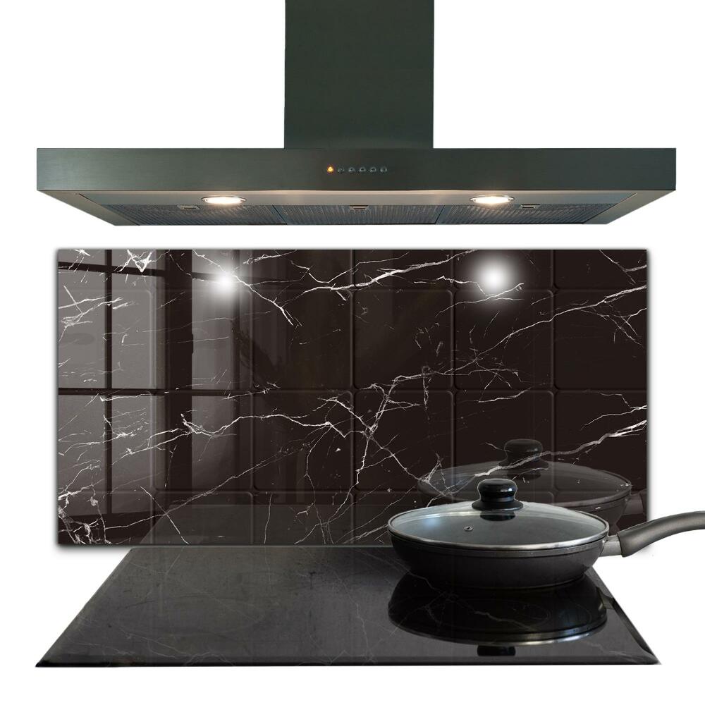Kitchen splashback Black marble texture