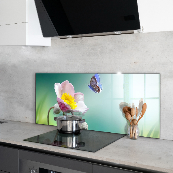 Kitchen splashback Summer meadow butterfly flower