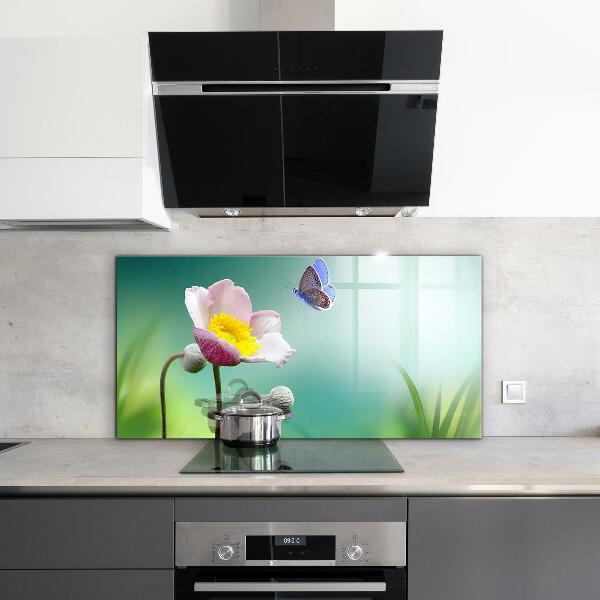 Kitchen splashback Summer meadow butterfly flower