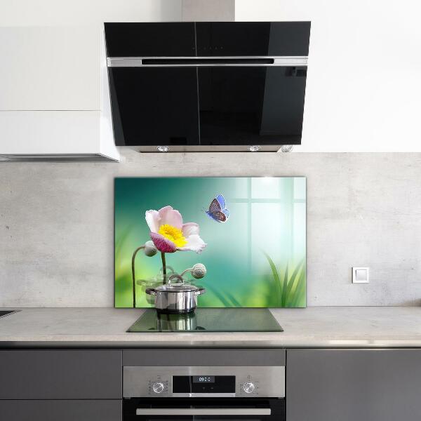 Kitchen splashback Summer meadow butterfly flower