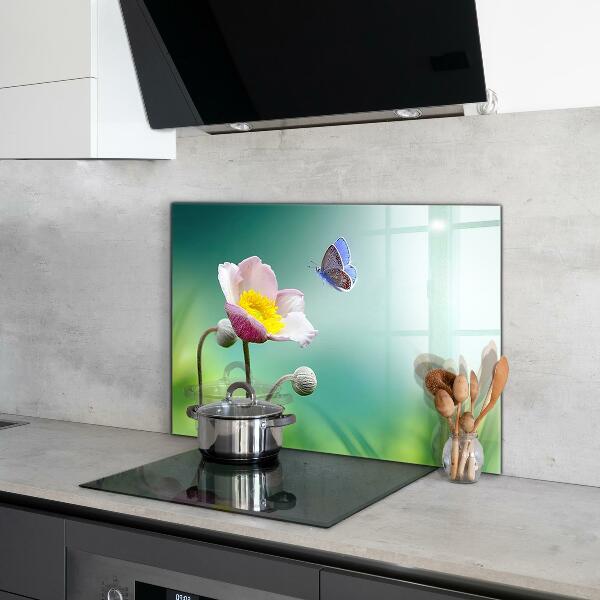 Kitchen splashback Summer meadow butterfly flower