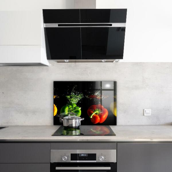 Kitchen splashback Colorful peppers under water
