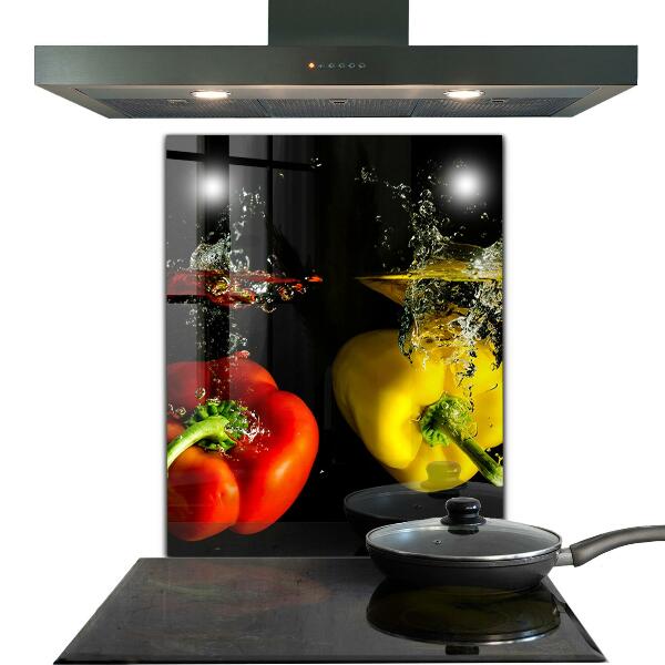 Kitchen splashback Colorful peppers under water