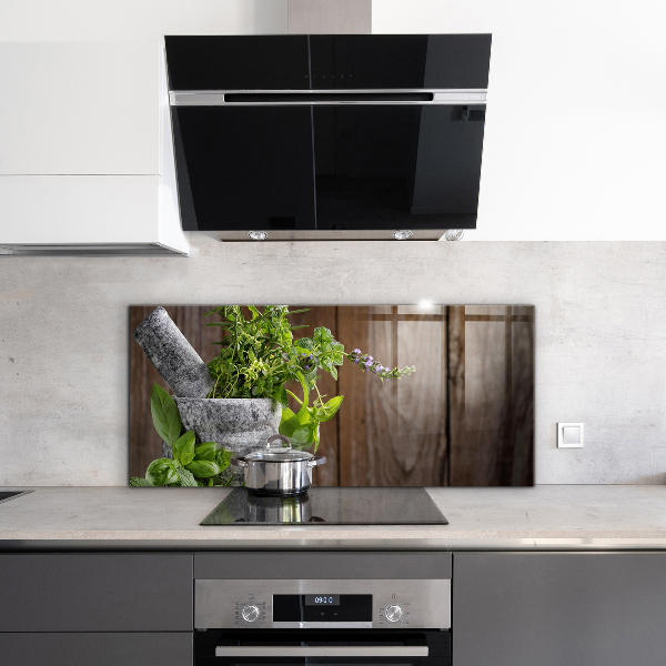 Kitchen splashback Stone mortar spices