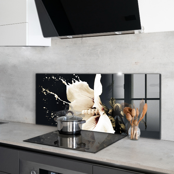 Kitchen splashback Abstract white flower