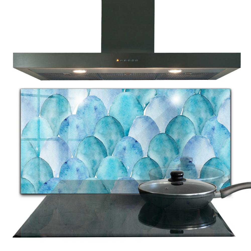 Cooker splashback Watercolor scales blue pattern