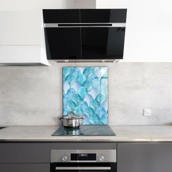 Cooker splashback Watercolor scales blue pattern