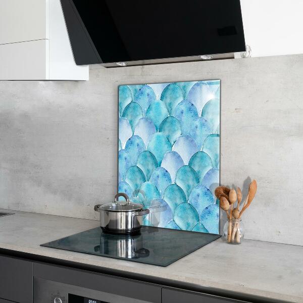 Cooker splashback Watercolor scales blue pattern