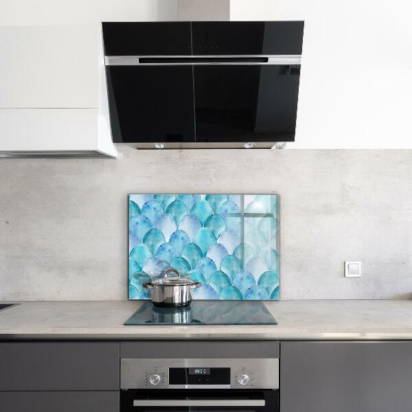 Cooker splashback Watercolor scales blue pattern