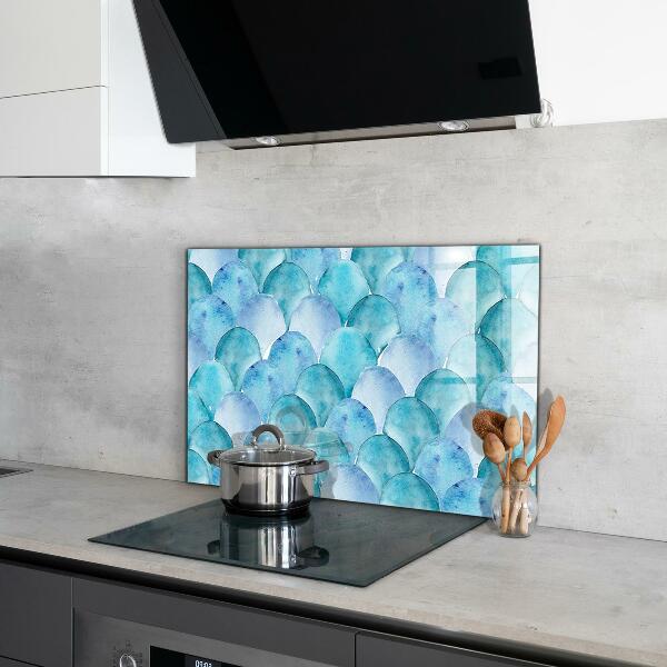 Cooker splashback Watercolor scales blue pattern