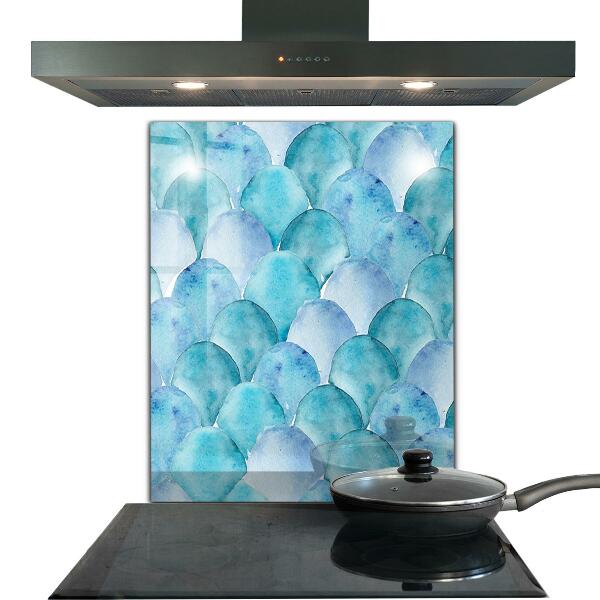 Cooker splashback Watercolor scales blue pattern