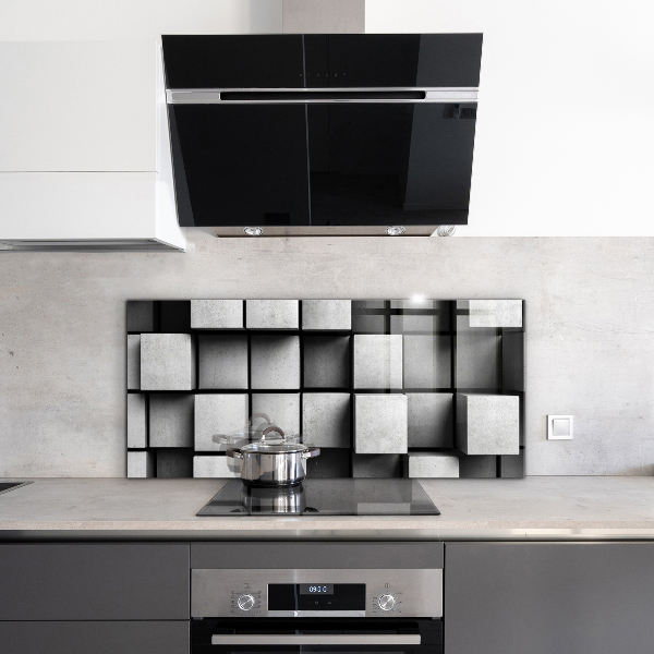 Cooker splashback Monochrome cubes