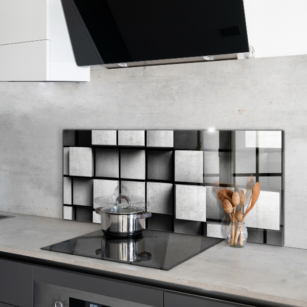 Cooker splashback Monochrome cubes