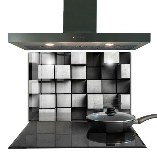 Cooker splashback Monochrome cubes