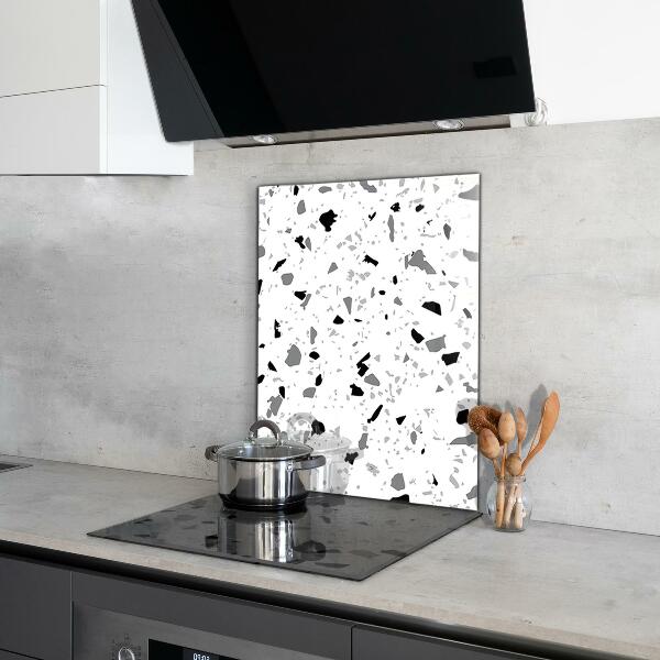 Glass splashback Monochrome terrazzo