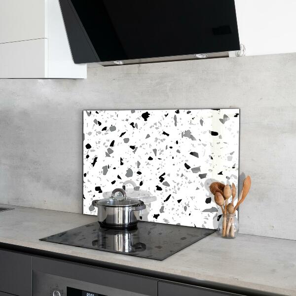 Glass splashback Monochrome terrazzo