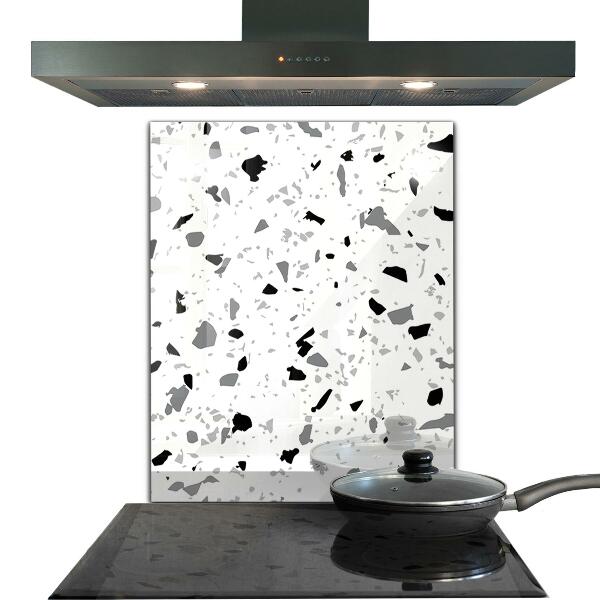 Glass splashback Monochrome terrazzo