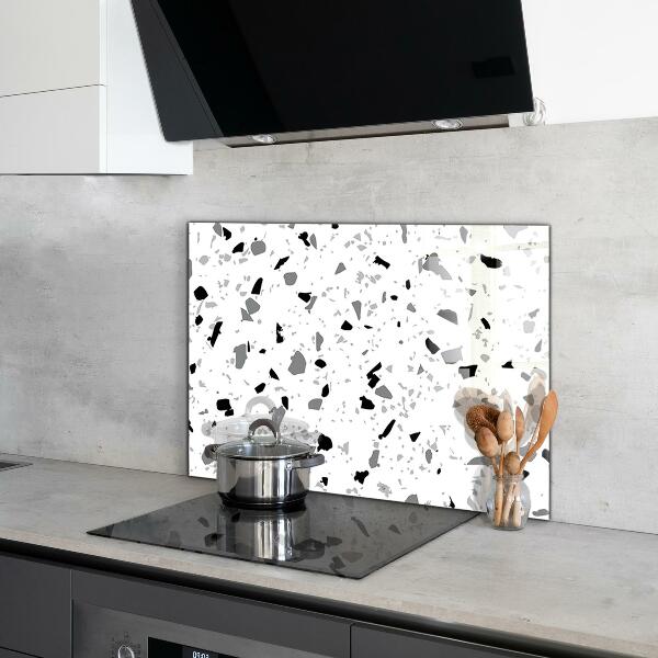 Glass splashback Monochrome terrazzo