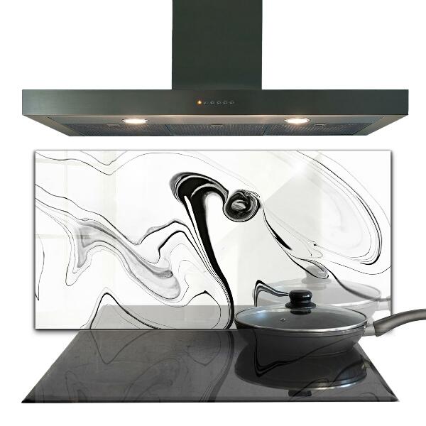 Cooker splashback White marble black lines