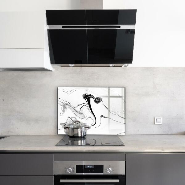 Cooker splashback White marble black lines