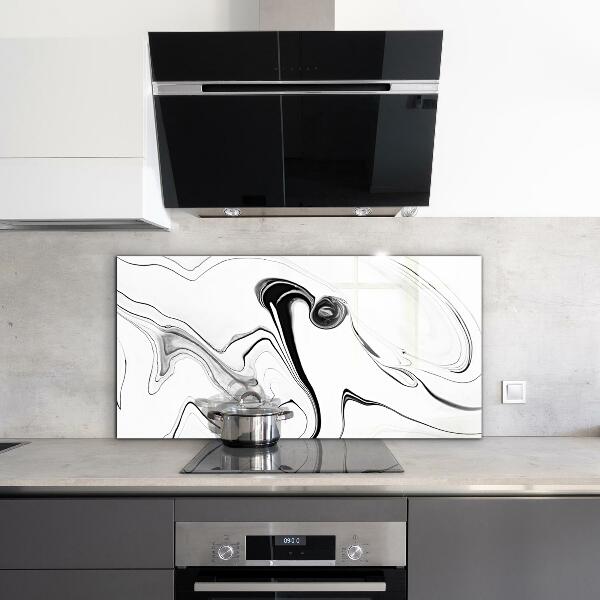 Cooker splashback White marble black lines