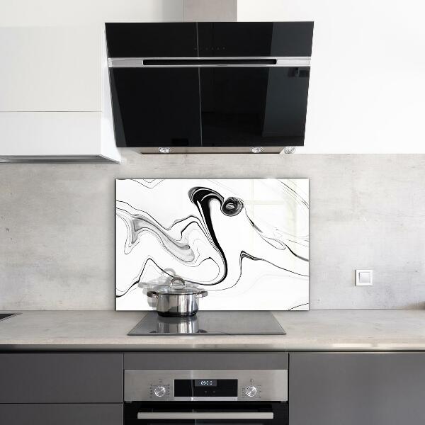 Cooker splashback White marble black lines