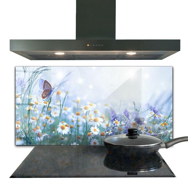 Kitchen splashback Summer meadow butterfly flower