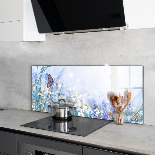 Kitchen splashback Summer meadow butterfly flower