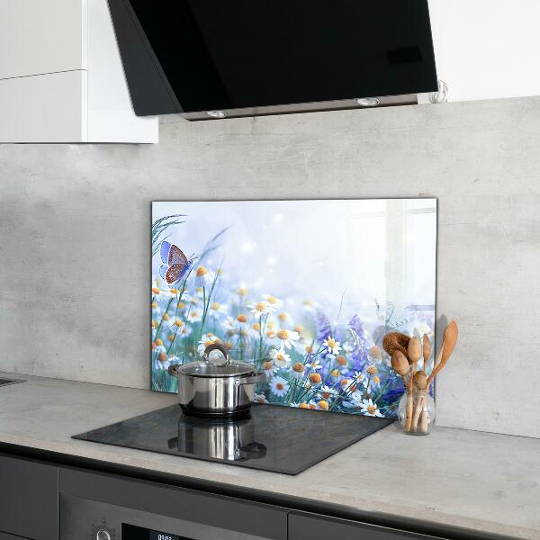 Kitchen splashback Summer meadow butterfly flower