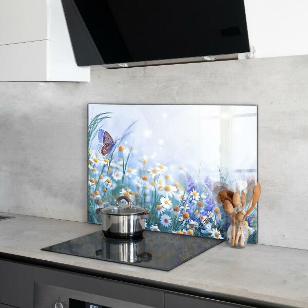 Kitchen splashback Summer meadow butterfly flower