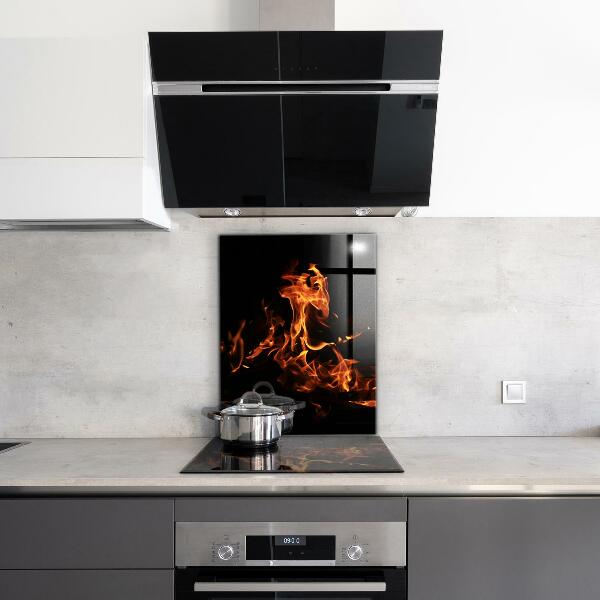 Oven splashback Hot flames of a campfire