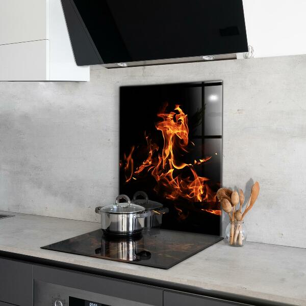 Oven splashback Hot flames of a campfire