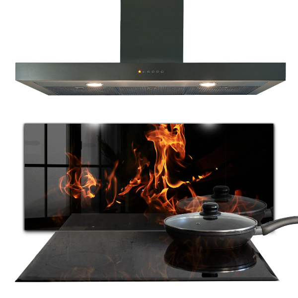 Oven splashback Hot flames of a campfire