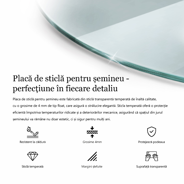 Glass hearth 39x39 in (100x100 cm)