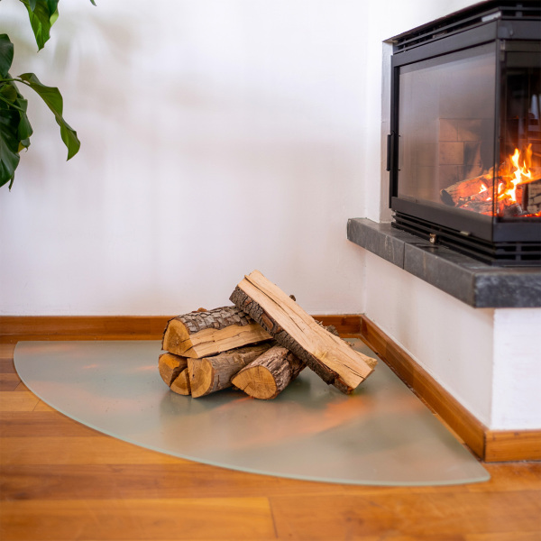 Corner glass hearth translucent 39x39 in (100x100 cm)