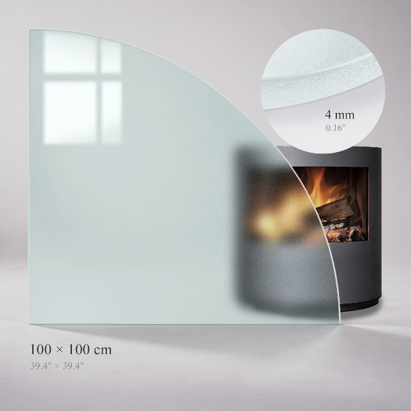 Corner glass hearth translucent 39x39 in (100x100 cm)