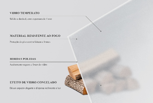 Corner glass hearth translucent 39x39 in (100x100 cm)