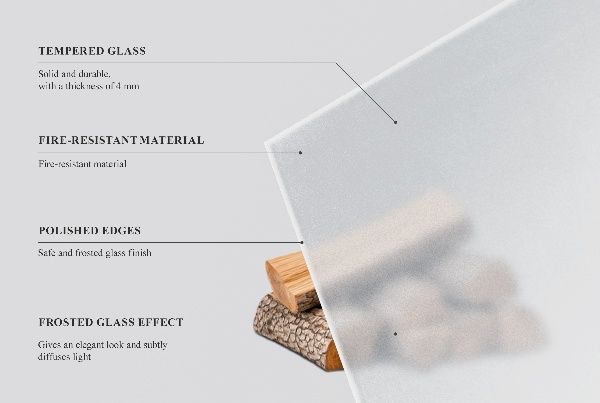 Corner glass hearth translucent 39x39 in (100x100 cm)