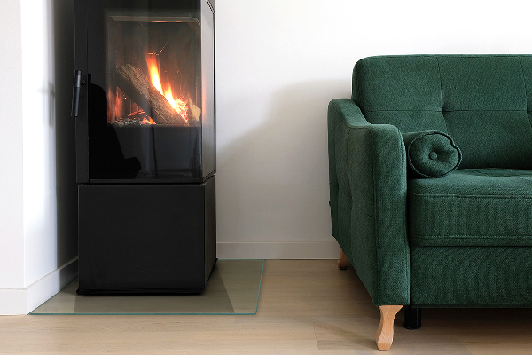 Glass wood burner hearth 24x24 in (60x60 cm)