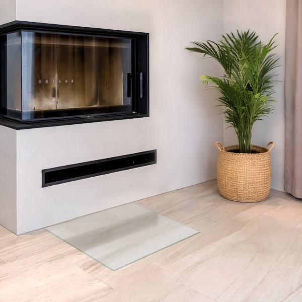 Square translucent glass fire hearth 19x19 in (50x50 cm)