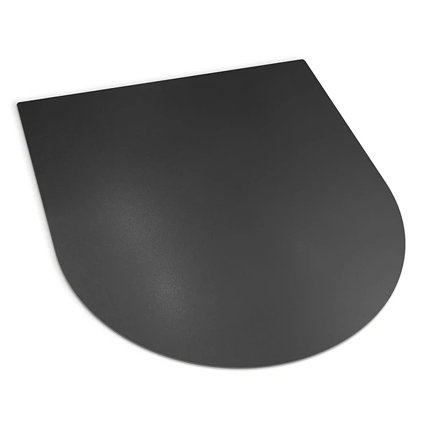 Semi-circular black steel fireplace hearth pad 31x35 in