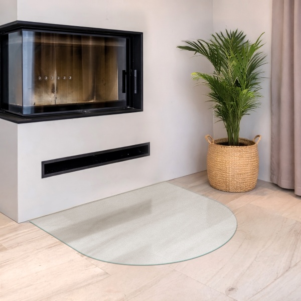 Semi-ovale translucent wood stove pad 39x39 in (100x100 cm)
