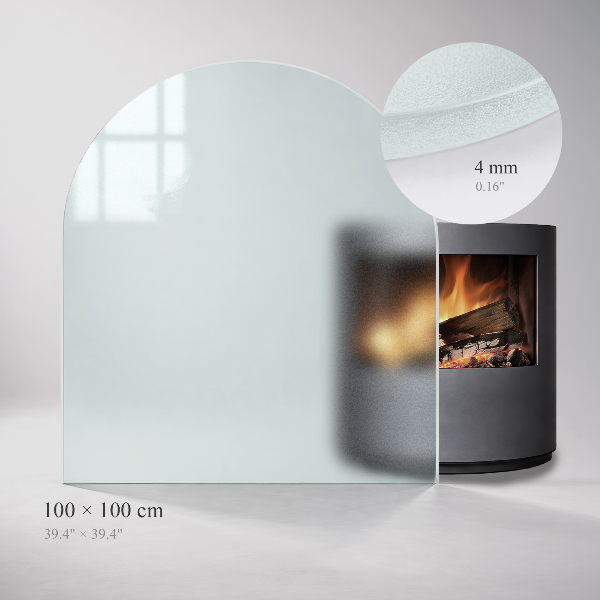 Semi-ovale translucent wood stove pad 39x39 in (100x100 cm)