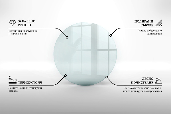 Corner glass hearth fi39 in (100 cm)