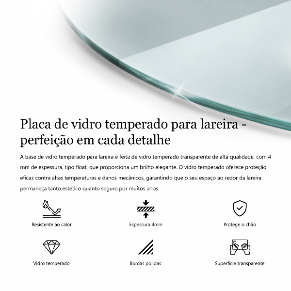 Corner glass hearth fi39 in (100 cm)