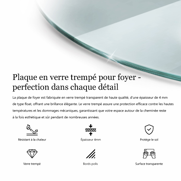 Corner glass hearth fi20 in (fi50 cm)